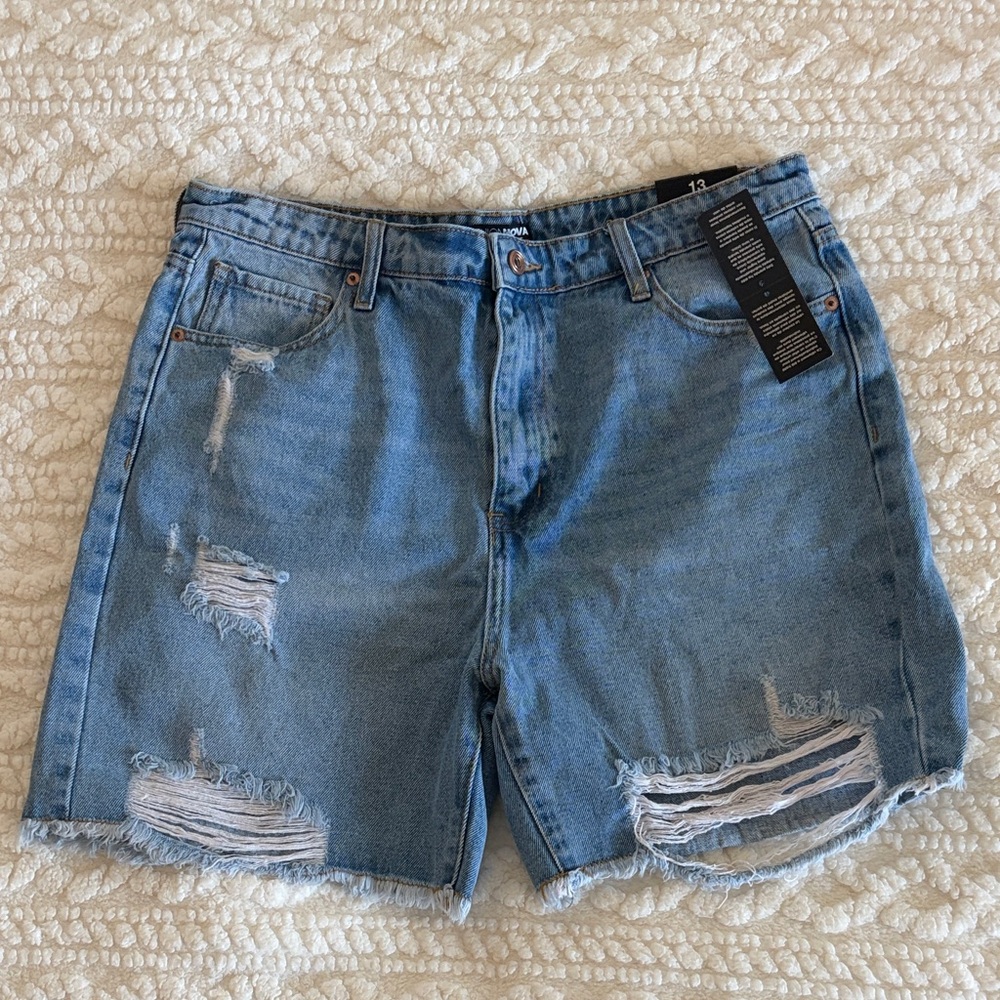 Fashion Nova Light Blue Ripped Jean Shorts